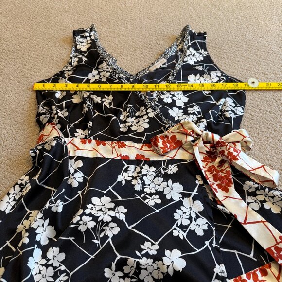 Jonathan Martin Dress Wrap Midi Sleeveless Floral Black Red White Sz 8 #279206 - Picture 5 of 12